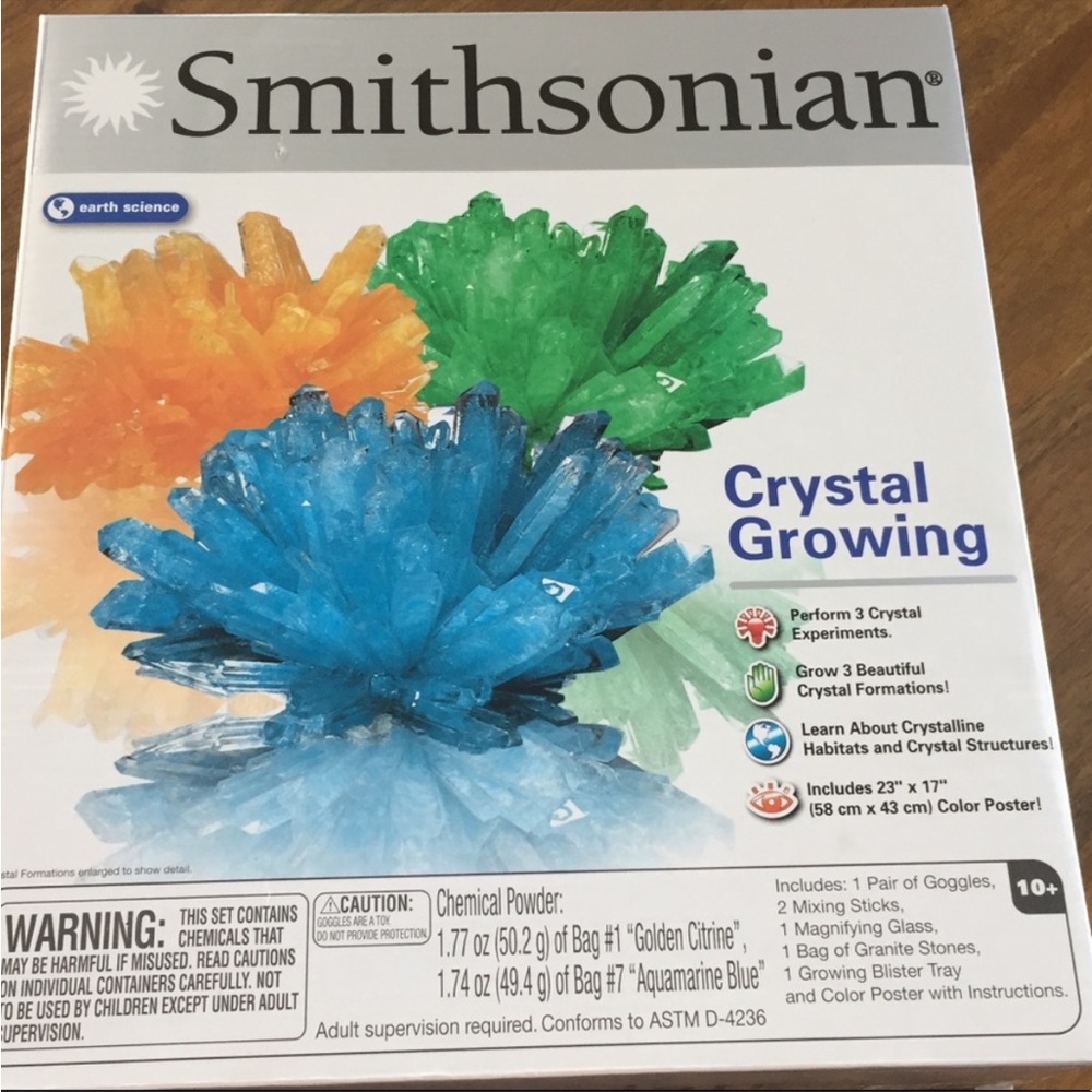 NWT Smithsonian Crystal Growing Kit Earth Science Experiment Ch…